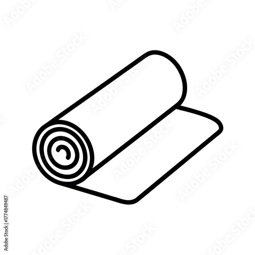 Yoga Mat Outline Vector Illustration | Fitness Accessory Line Art Drawing