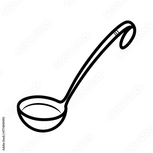 Ladle Outline Line Art Vector Illustration