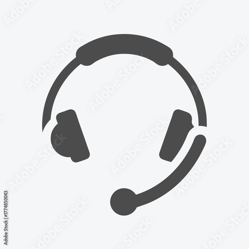 Simple gray headset icon shows communication tool ready to connect to a call center