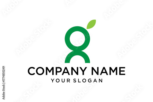 Minimalist Green Letter G Logo with Leaf Icon for Nature and Growth Concepts
