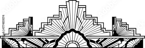 Foto Elegant Art Deco sunburst architectural flourish adds vintage glamour to sophisticated design projects, evoking timeless style and luxury