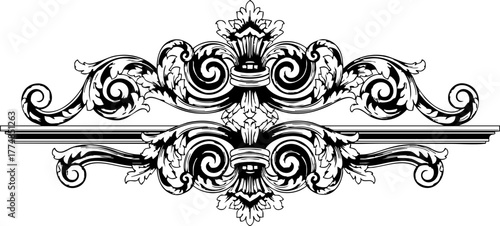 Photography Elegant ornamental flourish design evoking classic baroque and rococo styles for decorative borders and embellishments, adding timeless sophistication to any project