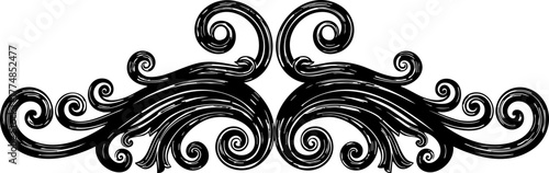 Elegant black ornate flourish design element adds vintage charm and sophisticated detail to invitations, cards, and decorative projects