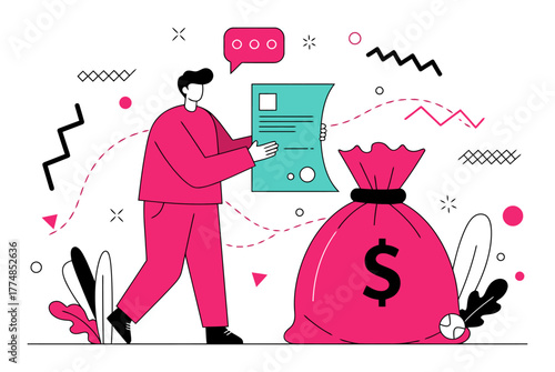 Achieving Long-Term Financial Goal Minimalist Flat Vector Illustration