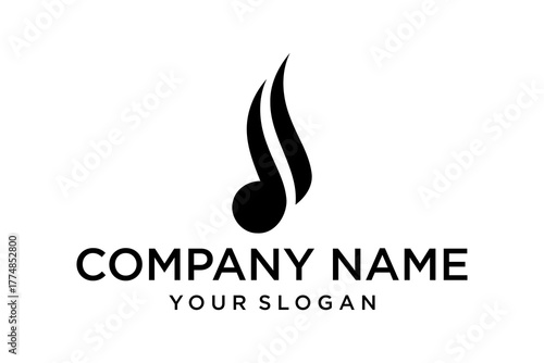Modern Stylized Musical Note Logo Design for Music Industry Branding