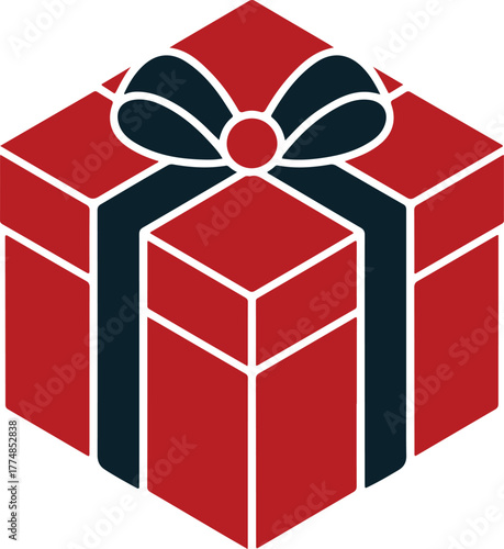 Gift box with ribbon isolated on transparent background 