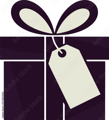 Gift box with tag isolated on transparent background