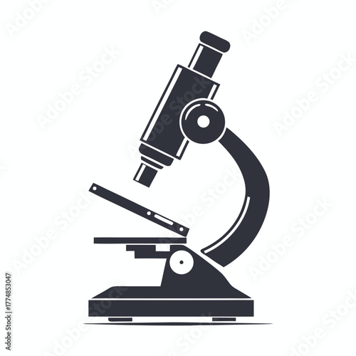 Scientific exploration awaits with the sleek, black monochrome microscope, a classic symbol of research