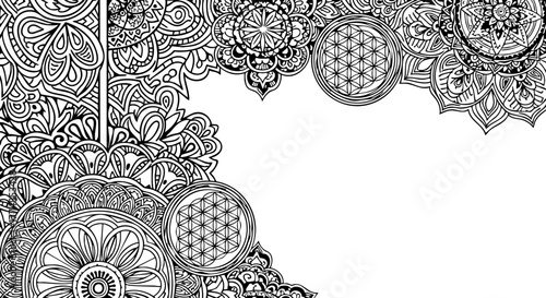 Intricate mandala design, perfect for creating unique backgrounds, artistic overlays, detailed coloring pages, and spiritual themed projects. Originally vector art.