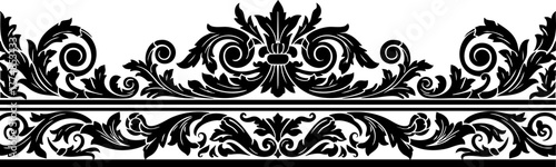 Elegant black ornate scrollwork border design adds luxurious vintage flair to invitations, documents, and decorative projects.