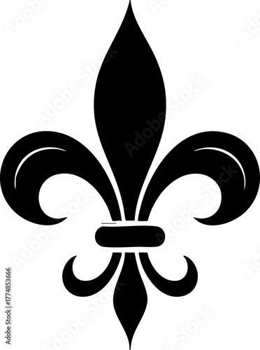 Elegant black fleur de lis symbol representing royalty, nobility, and historical significance, perfect for branding and design projects.