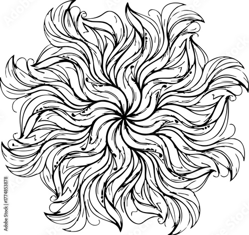 Intricate swirling floral mandala design evokes peacefulness and artistic beauty, perfect for meditative or decorative applications.