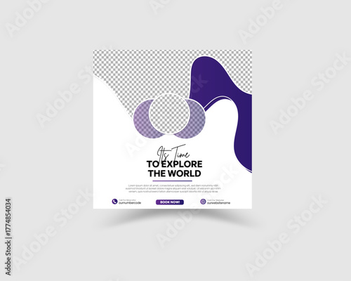 travel tour promotion banner square social media template traveling agency holiday promotion flyer tour post template.