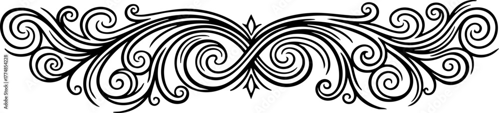 Fototapeta premium Elegant black ornamental flourish design adds a touch of vintage sophistication and classic beauty to any creative project