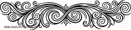 Elegant black ornamental flourish design adds a touch of vintage sophistication and classic beauty to any creative project