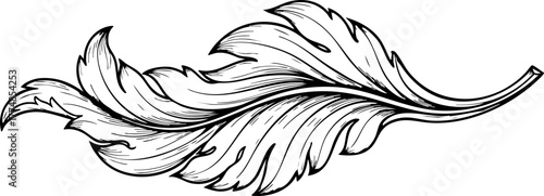 Canvas-taulu Elegant acanthus leaf flourish design evoking classic artistry and timeless orna