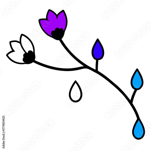 Floral branch with waterdrop