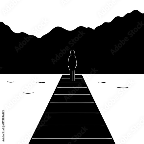 Person on a pier looking out