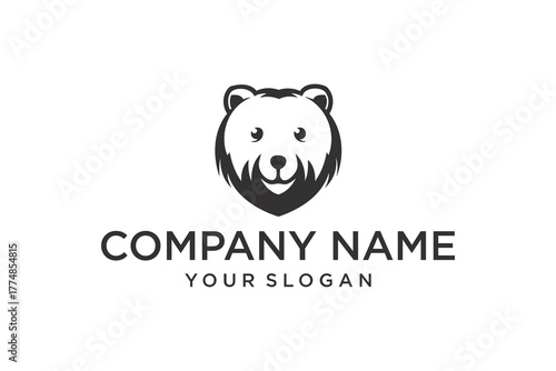 Minimalist Bear Head Logo Design Vector Illustration for Company Branding