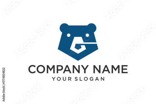 Bear Head Logo with Letter G Design - Modern Geometric Vector Icon