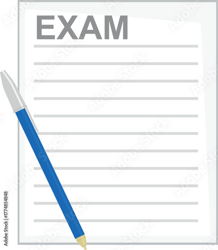 vector illustration pen and exam paper sheet
