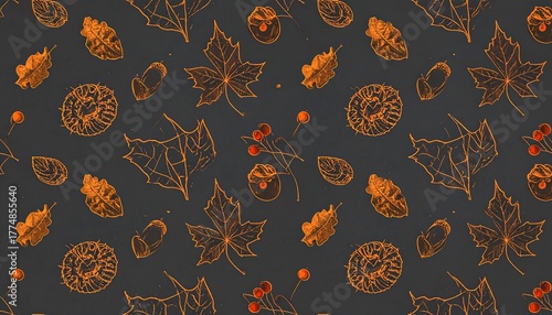 Autumnal Harvest - A Seamless Pattern of Falls Bounty.