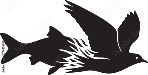 Fish Bird Symbol Illustration Graphic Vector Design Wildlife Ocean Nature Freedom