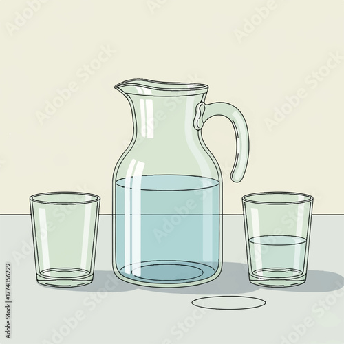 Fresh Water Pitcher with Two Glasses Quench Your Thirst and Stay Hydrated