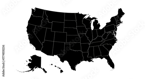 United States Map Illustration A Black Silhouette of the USA