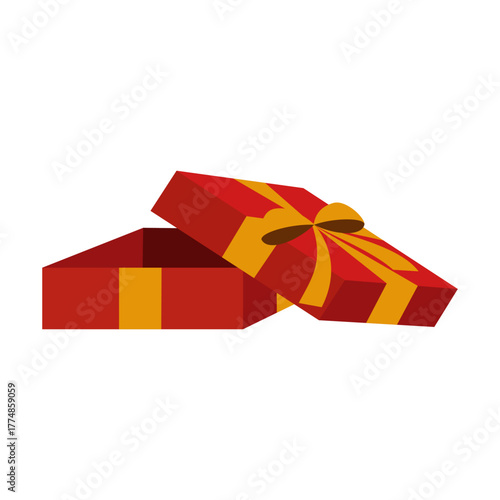 Open gift box with ribbon