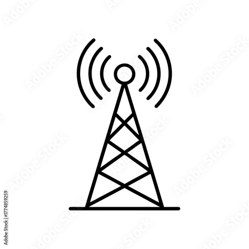 Outline drawing of a radio tower signal silhouette
