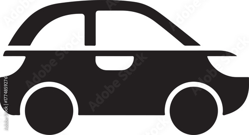 Minimalist black car icon for transportation and automotive design projects