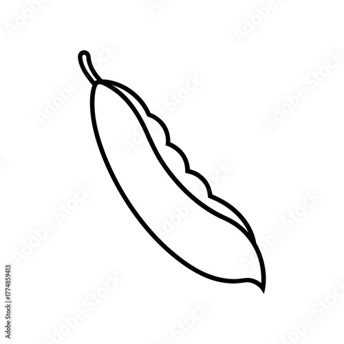 Simple outline drawing of a pea pod icon silhouette