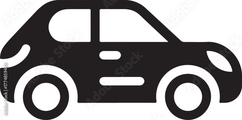 Minimalist black car icon with clean lines and simple geometric shapes perfect for automotive or transportation themes