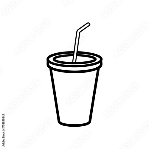 Outline drawing of a drink with a straw silhouette