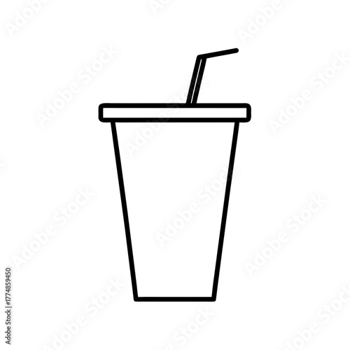Outline of a drink with a straw in cup silhouette