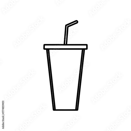 Outline drawing of a drink with a straw silhouette