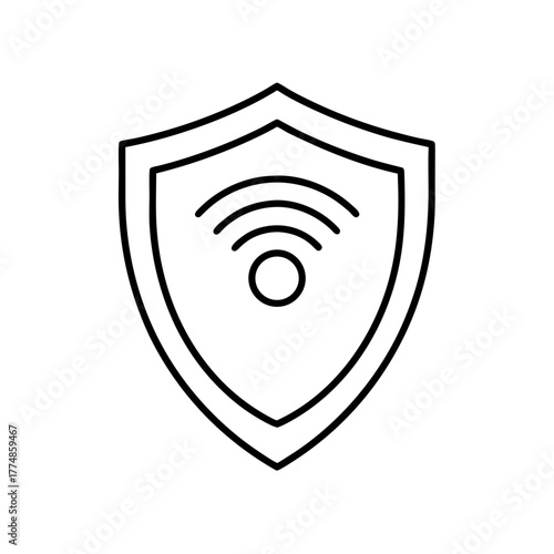 Shield outline with wifi signal inside silhouette