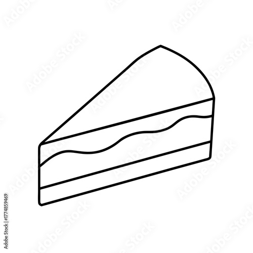 Outline drawing of a slice of layered cake silhouette