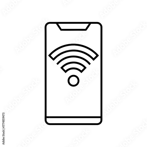 Smartphone displaying a wifi connection silhouette