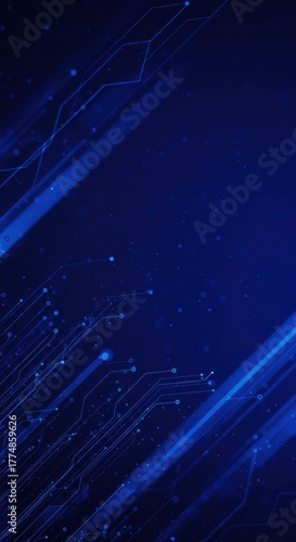 Dynamic abstract background texture featuring blurred technical lines and geometric shapes over a deep blue field. Ideal for design and technology concepts ,system, dynamic, design