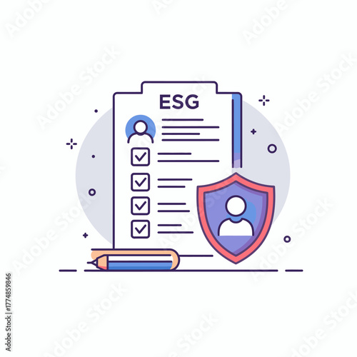 An illustrative representation of ESG principles, corporate social responsibility, and ethical governance, emphasizing sustainable business practices and investment compliance.