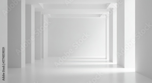 Wallpaper Mural Minimalist abstract architectural interior featuring bright white walls, soft shadows, and clean lines, emphasizing purity and simplicity, empty, modern, white Torontodigital.ca
