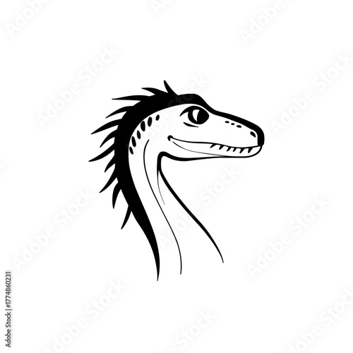 Albertosaurus. Albertosaurus simple black and white line art vector logo