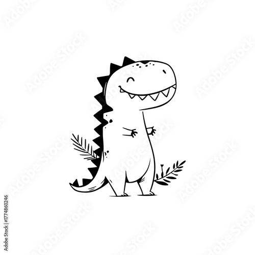 Giganotosaurus. Giganotosaurus simple black and white line art vector logo