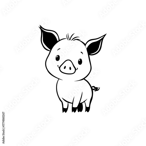 piglet. piglet simple black and white line art vector logo