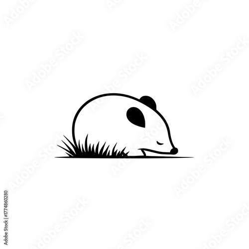 Tapir. Tapir simple black and white line art vector logo