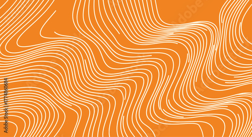 An abstract and vibrant background featuring numerous flowing white lines creating a dynamic, organic pattern on a bold orange surface, evoking a sense of movement.