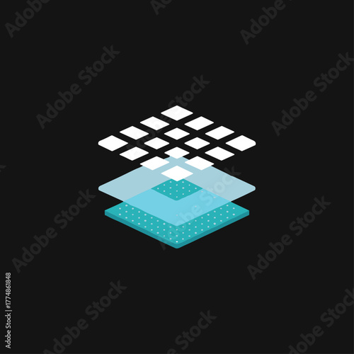 Layers icon logo flat vector design