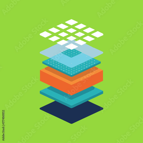 Layers, Different type of layer icon logo flat vector design